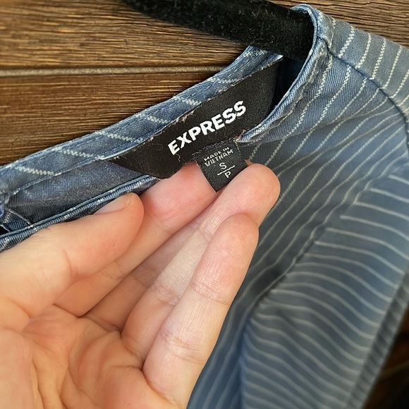 Women’s size small Express blouse. Blue with white stripes and sleeve details. - Picture 2 of 5